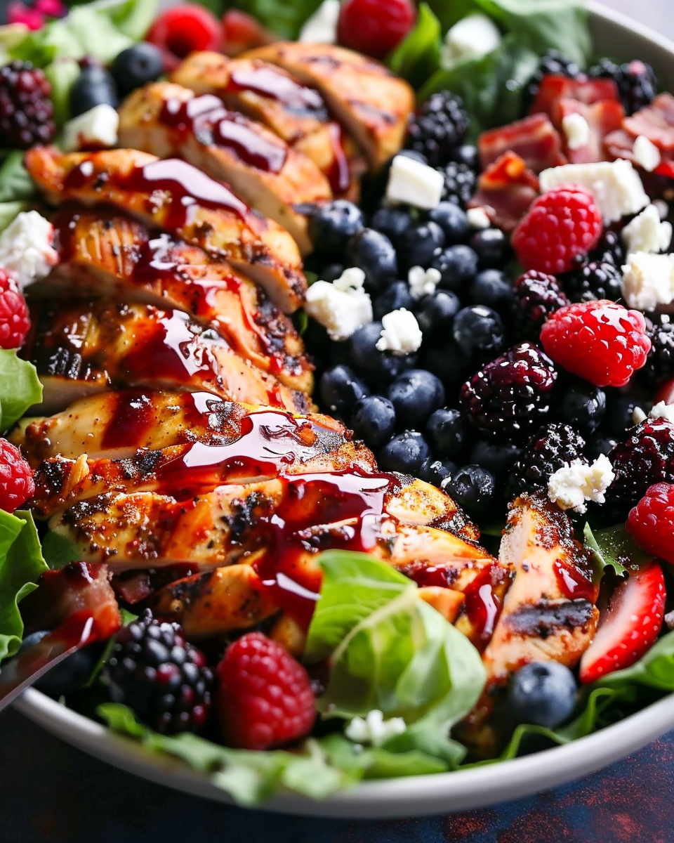 Grilled Chicken and Berry Salad with Spicy Raspberry Dressing: A Refreshing Summer Delight