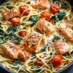 Creamy Salmon Spinach Pasta – A Rich and Flavorful Seafood Dinner