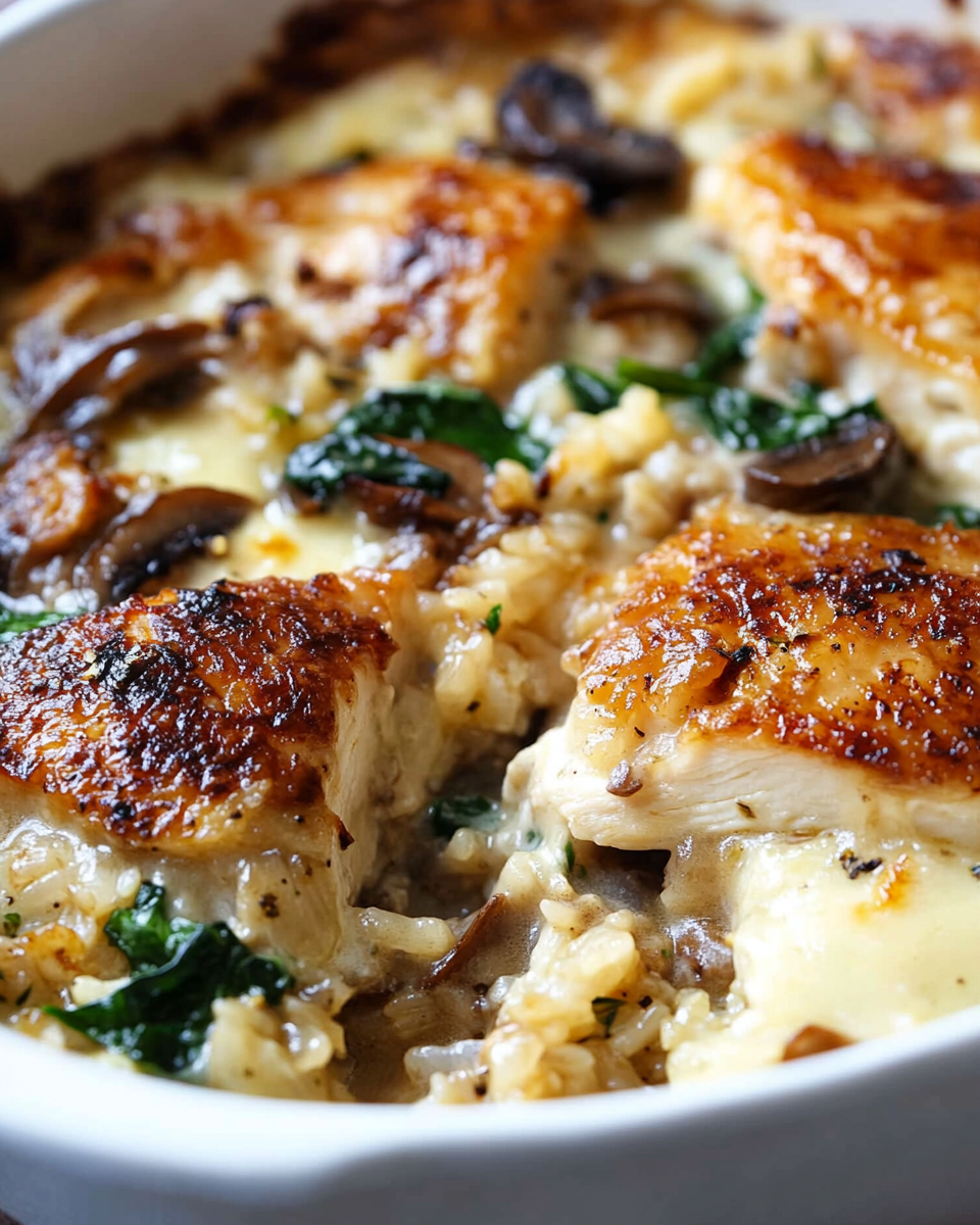 Creamy Chicken and Mushroom Rice Casserole with Caramelized Onions: A Hearty Comfort Food Recipe for Your Family