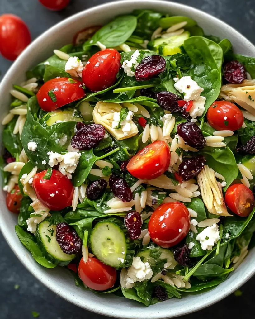 Fresh Spinach Orzo Salad with Cranberries and Feta: A Flavorful, Refreshing Dish for Every Occasion