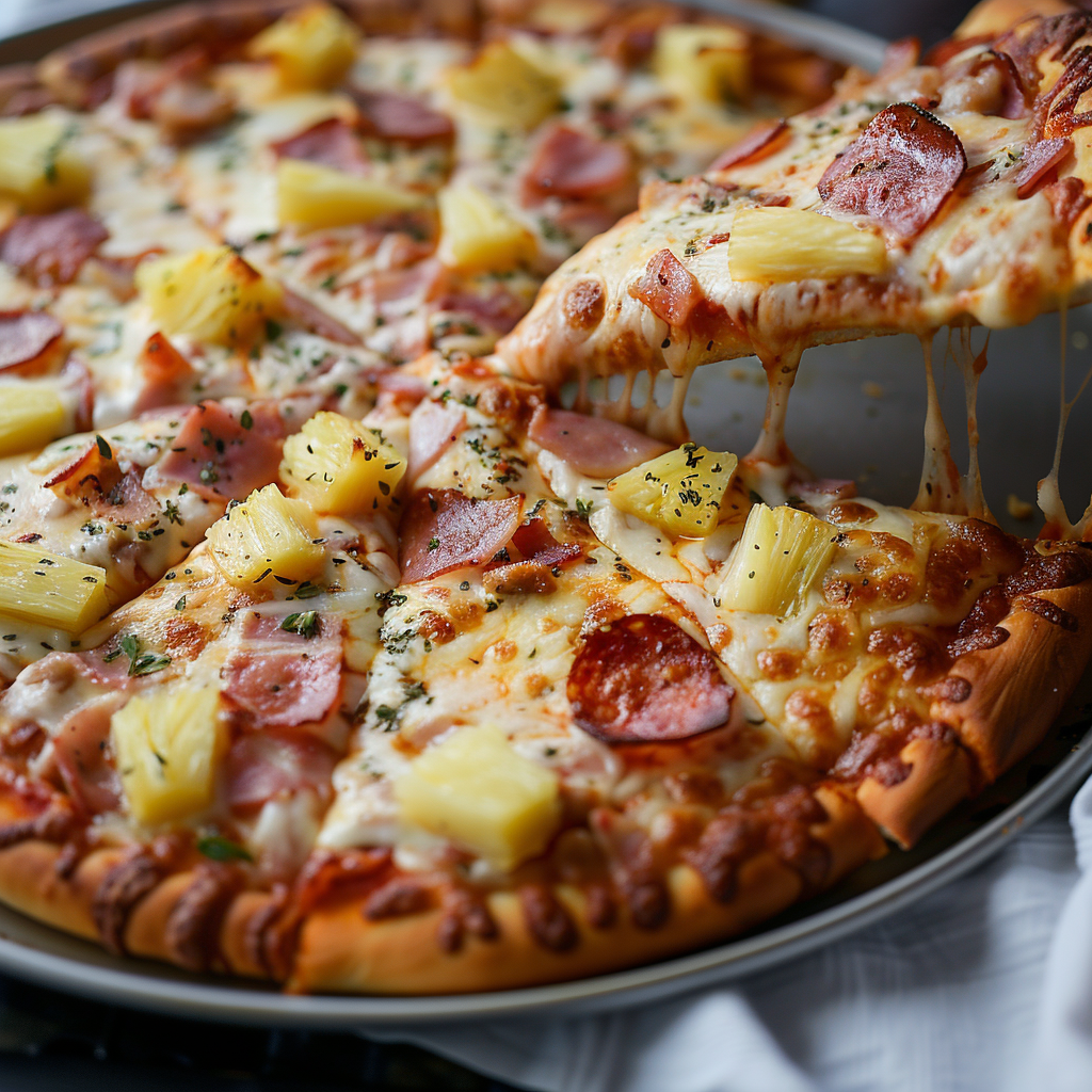 Just Made This Mouthwatering Hawaiian Pizza! Perfect Blend of Sweet and Savory Flavors