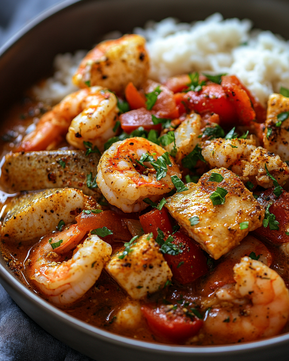 Spicy Cajun Seafood Stew with Shrimp and Fish – A Flavorful Journey Through Bold Cajun Flavors
