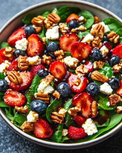 Fresh Spinach Strawberry Salad with Balsamic Glaze: A Sweet & Savory Delight