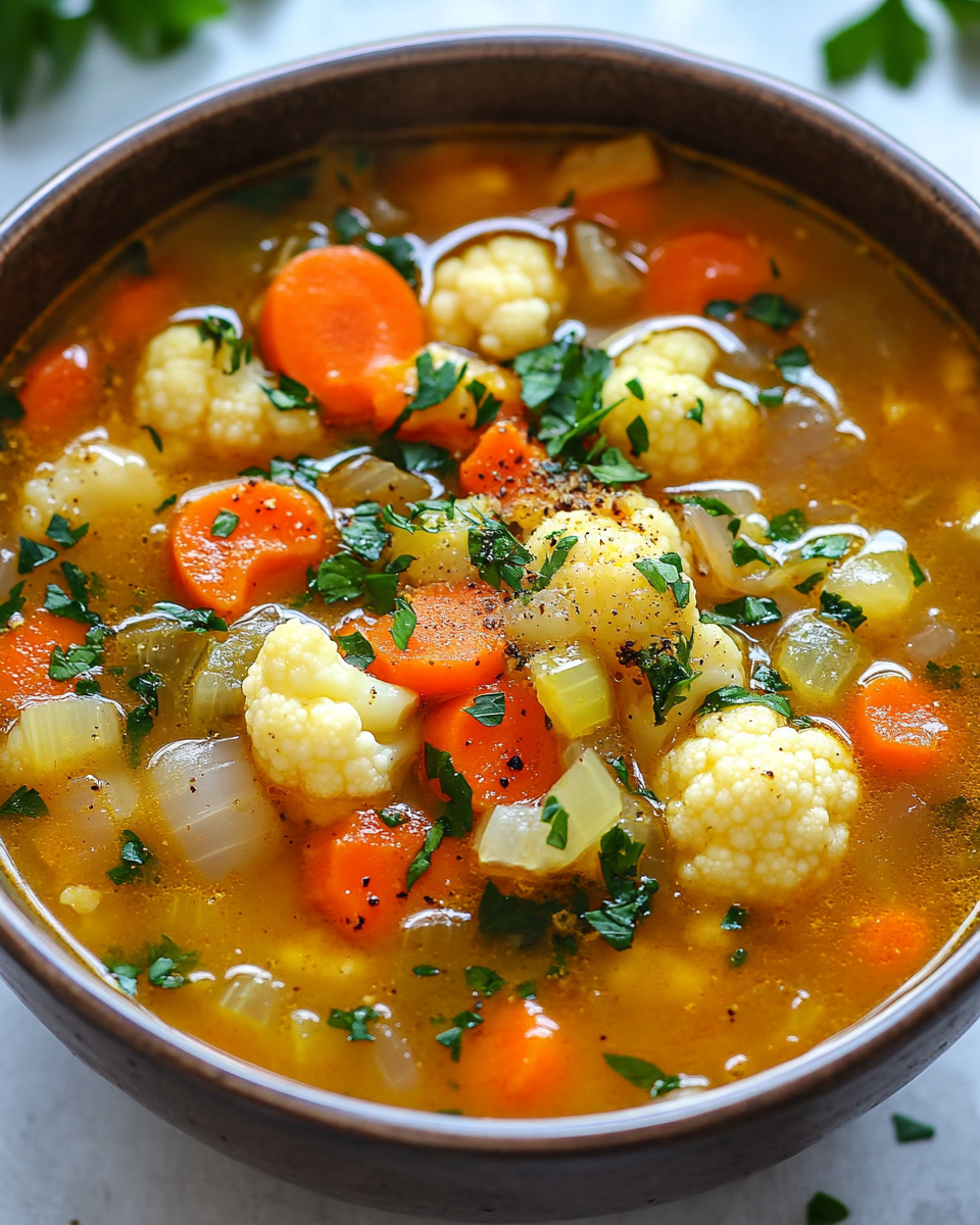 Hearty Vegetable Soup with Cabbage and Cauliflower: A Nourishing Bowl of Comfort