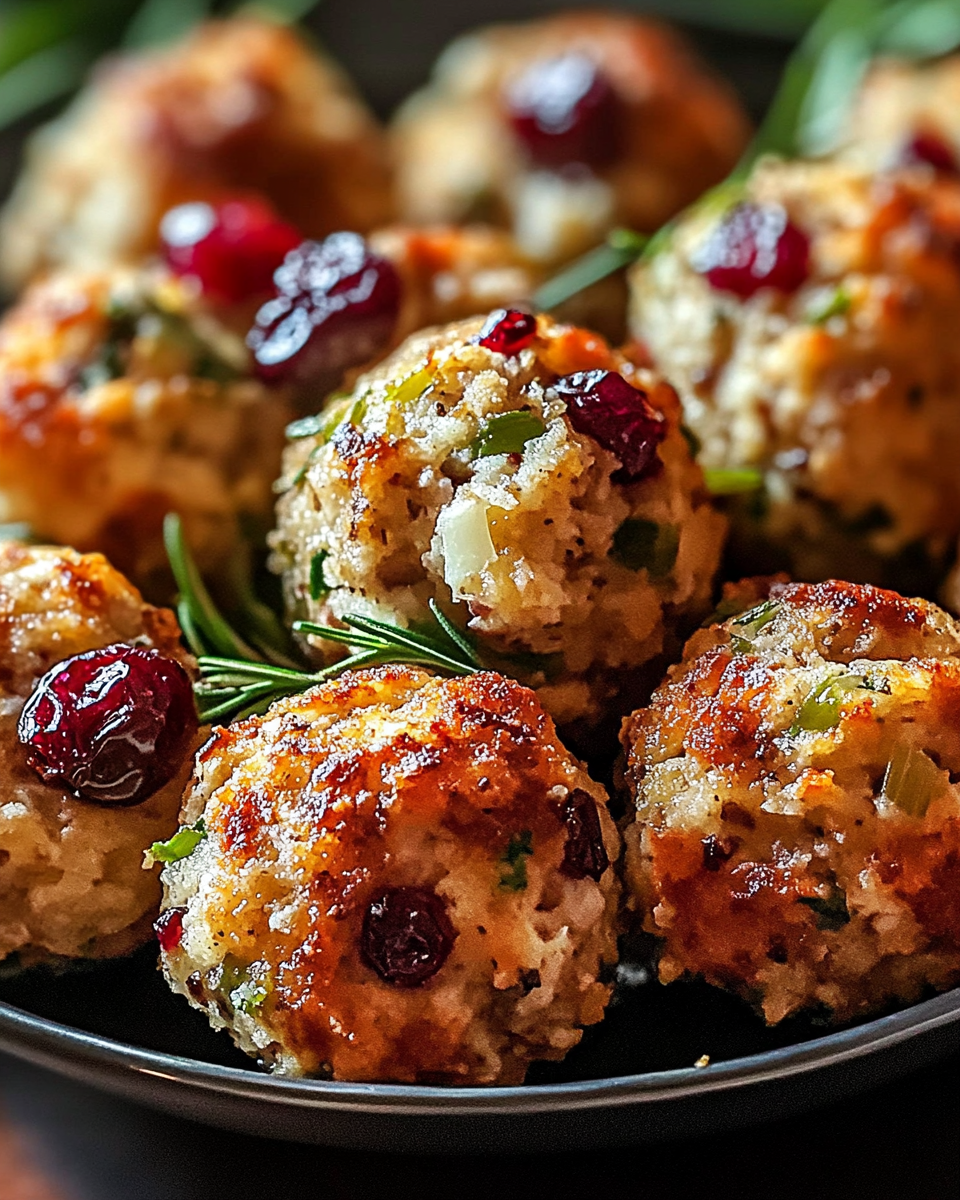 Savory Turkey Stuffing Balls with Cranberries: A Perfect Holiday Appetizer