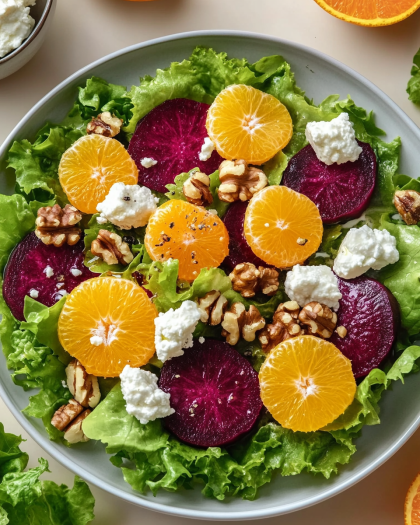 Fresh Beet and Goat Cheese Salad with Honey Mustard Dressing