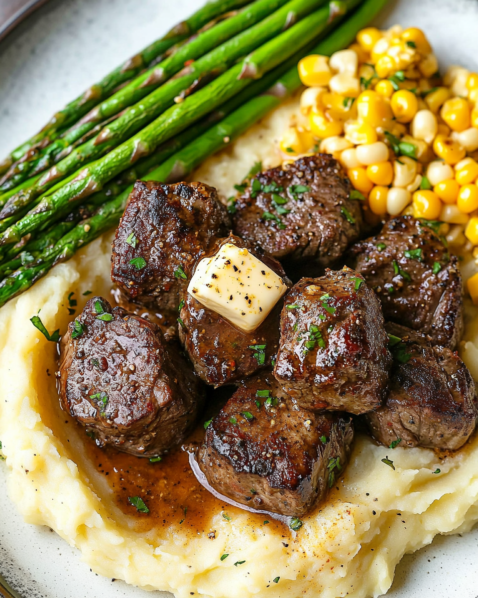 Cajun Steak Bites with Cheesy Mashed Potatoes and Cowboy Butter: A Flavorful, Hearty Meal for Any Occasion