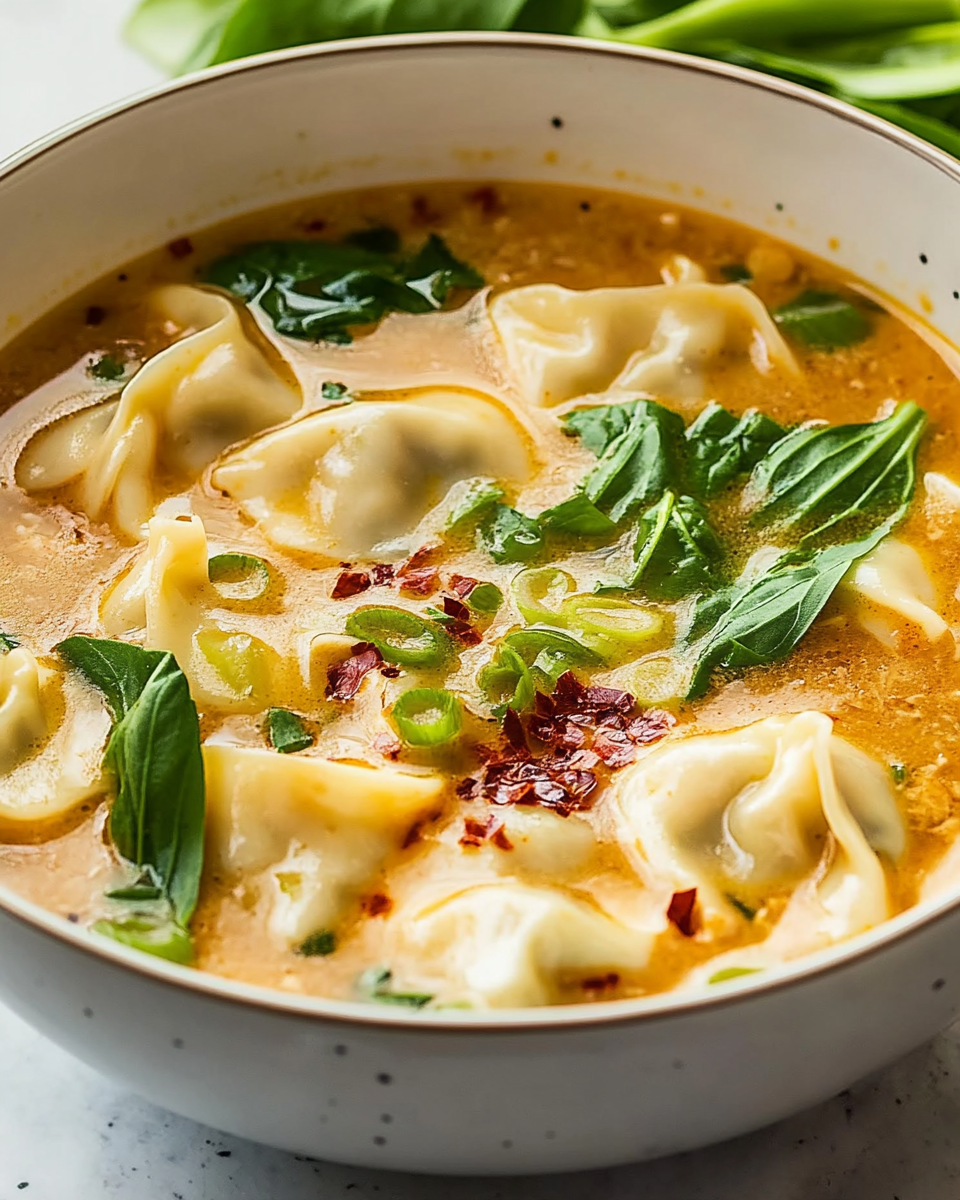 Easy Thai-Inspired Wonton Soup Recipe with Coconut Broth