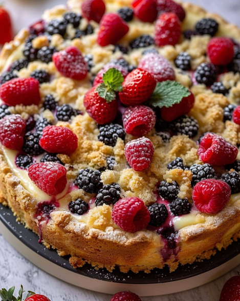 Easy Berry Cake with Crumb Topping – A Delightful Treat for Every Occasion