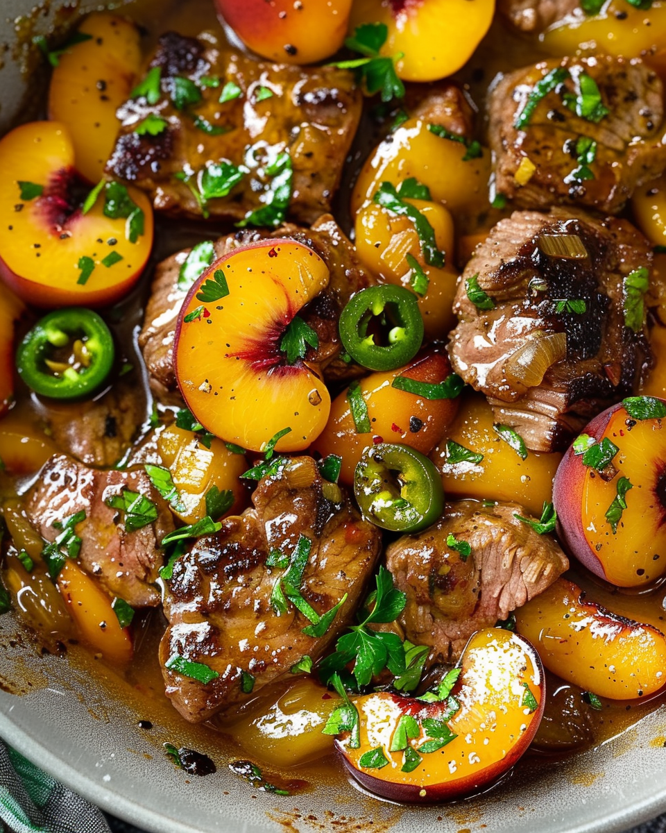 Beef and Peach Skillet: A One-Pan Symphony of Sweet, Savory, and Spicy Flavors