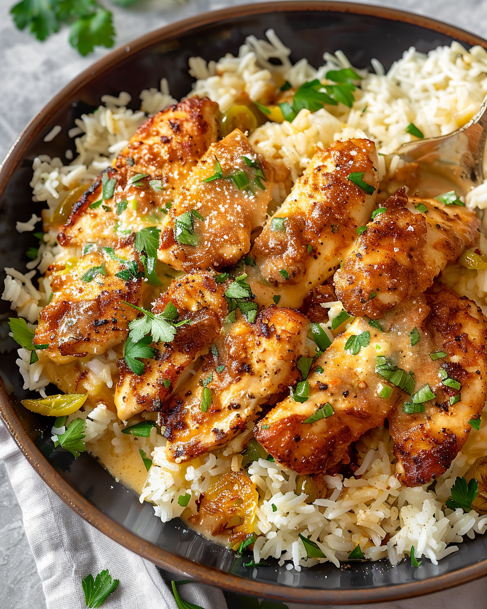 Garlic Butter Chicken Tenders with Herbed Parmesan Rice: A Comforting Meal You’ll Love