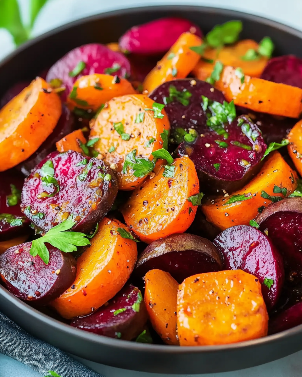 Roasted Beets & Carrots with Maple Vinaigrette – A Perfectly Sweet & Tangy Side Dish
