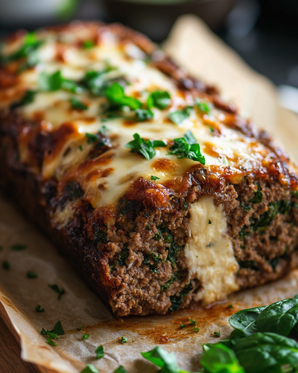 Savory Spinach and Mozzarella Meatloaf – A Delicious and Healthy Twist on a Classic