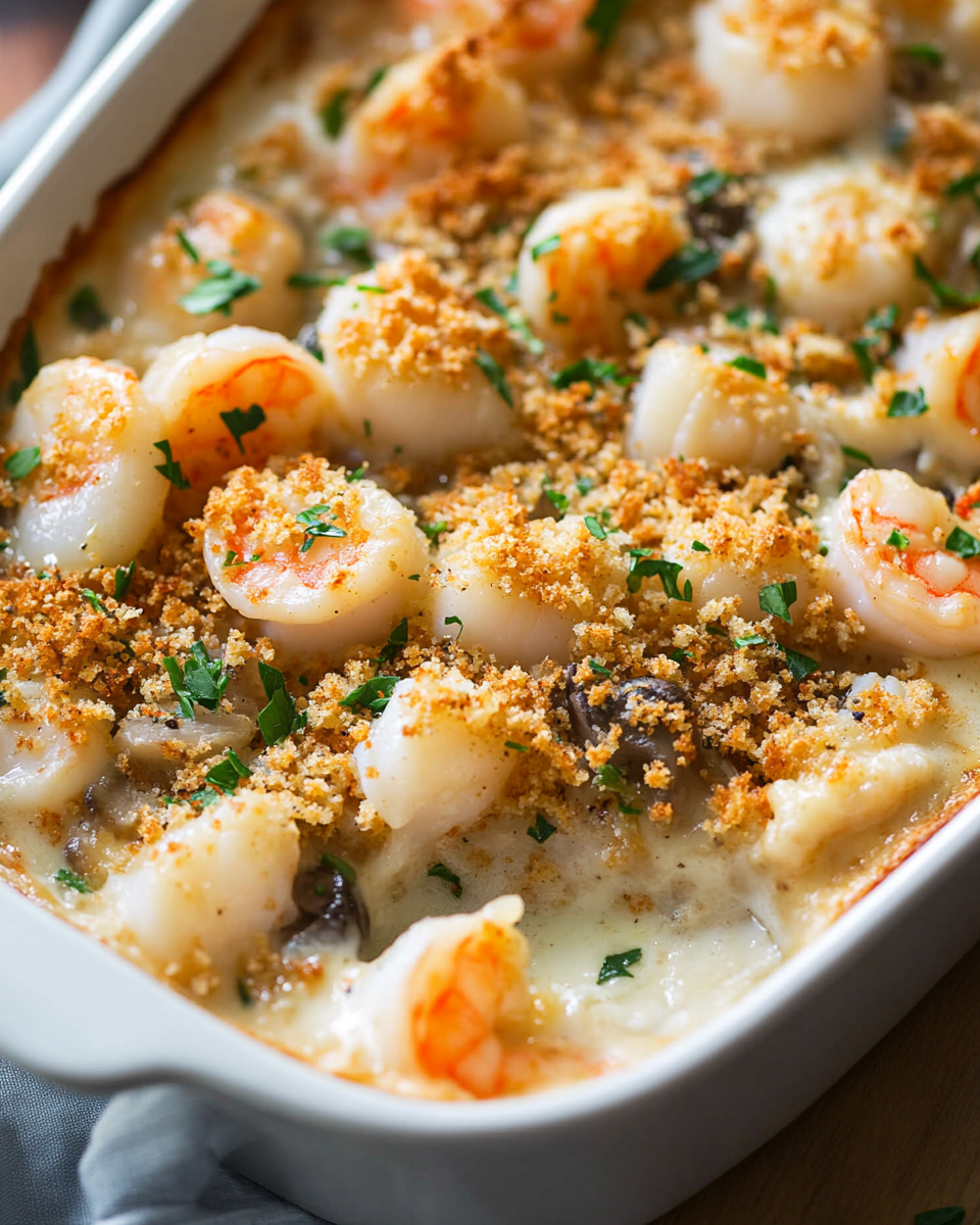 Seafood Casserole with a Crispy Cracker Topping: A Flavorful and Comforting Dish