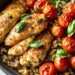 Crispy Chicken Cutlets with Burst Cherry Tomatoes and Herbed Farro — A Flavorful One-Skillet Dinner