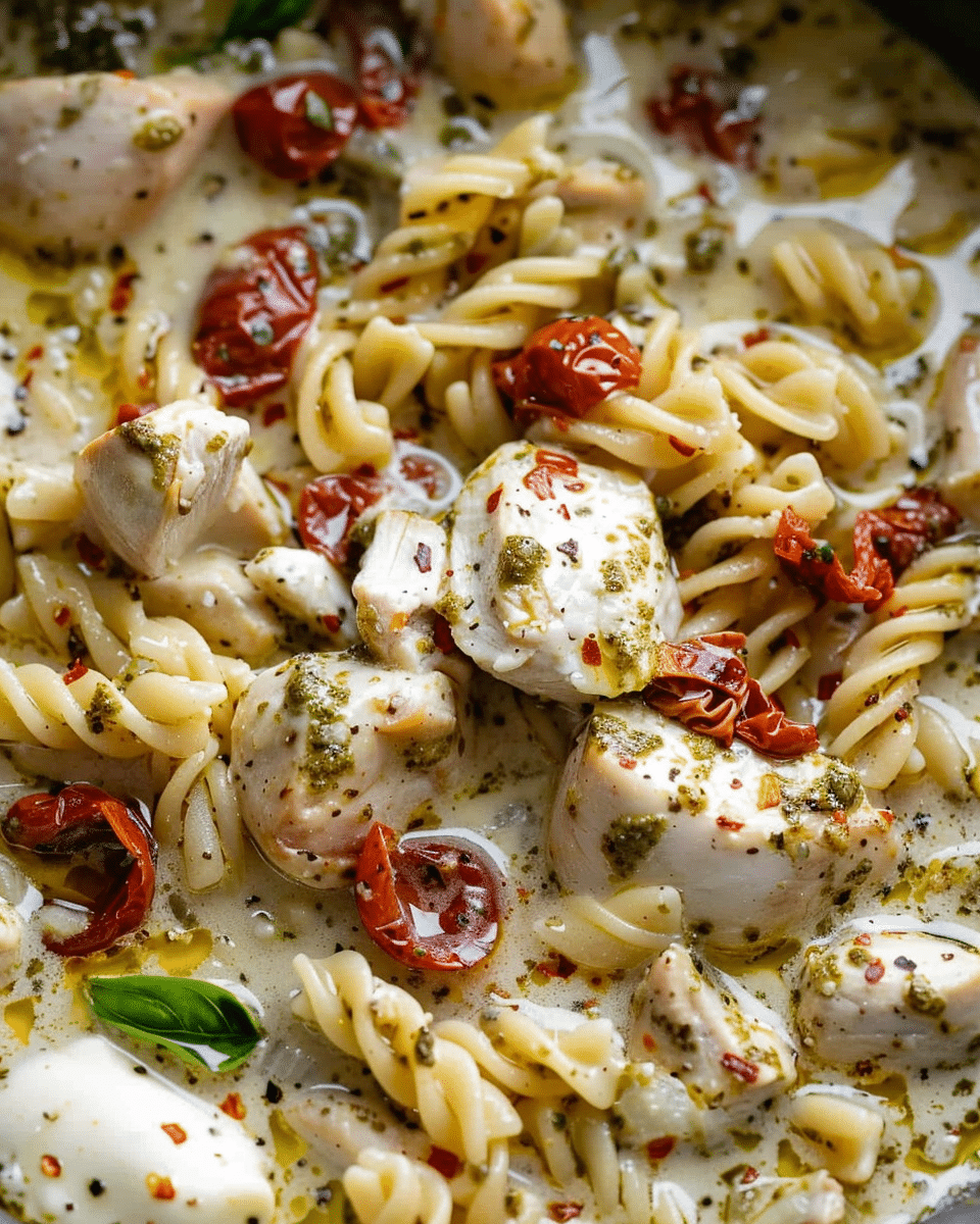 Creamy Pesto Slow Cooker Chicken Pasta (One-Pot Family Favorite)