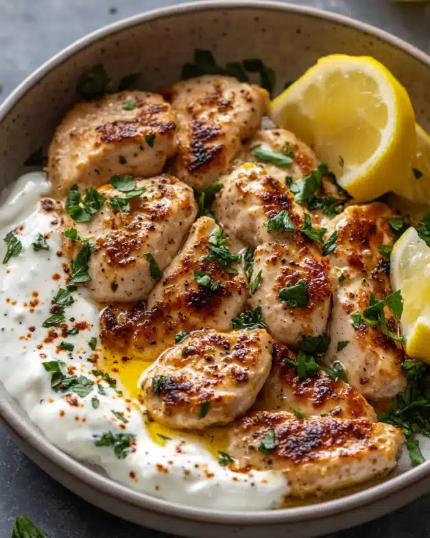 Lemon Garlic Chicken with Creamy Yogurt Sauce: Your New Go-To Middle Eastern-Inspired Dinner