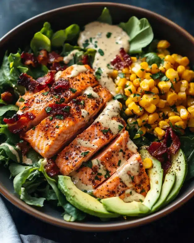 Smoky Ranch Salmon Salad with Bacon and Avocado: Your New Go-To Dinner Recipe