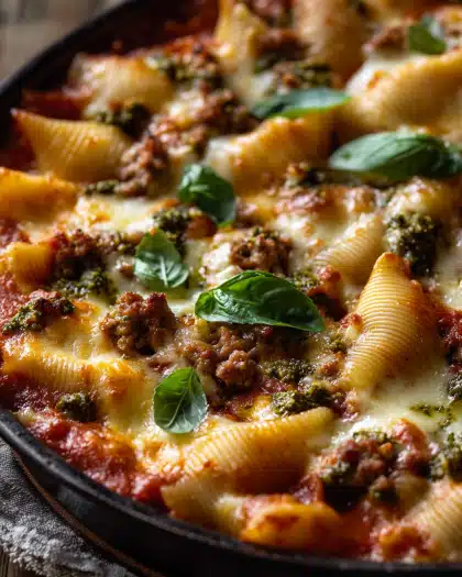 Cheesy Stuffed Jumbo Shells with Spicy Sausage and Pesto: Your Next Go-To Comfort Food Recipe