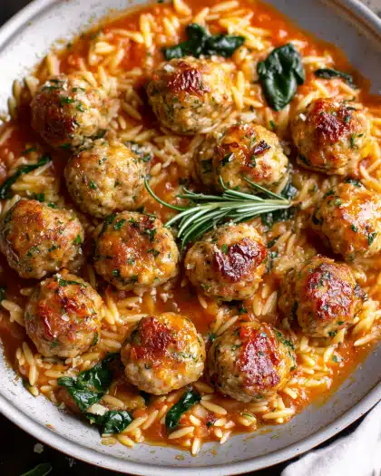 Baked Rosemary Chicken Meatballs with Tomato Orzo: Your Ultimate Comfort Food Recipe