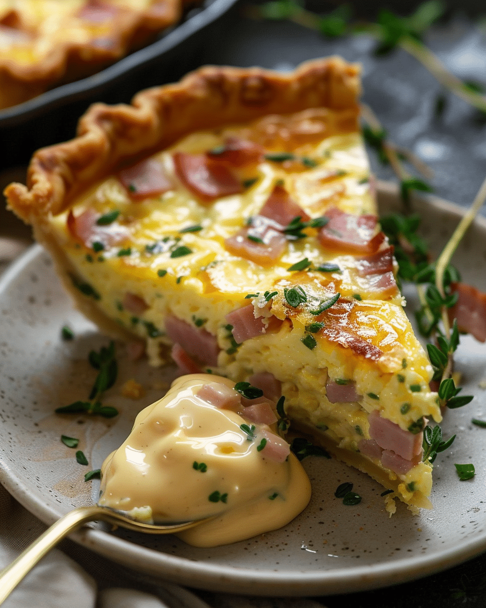 Golden Sunrise Quiche with Ham and Creamy Hollandaise Recipe
