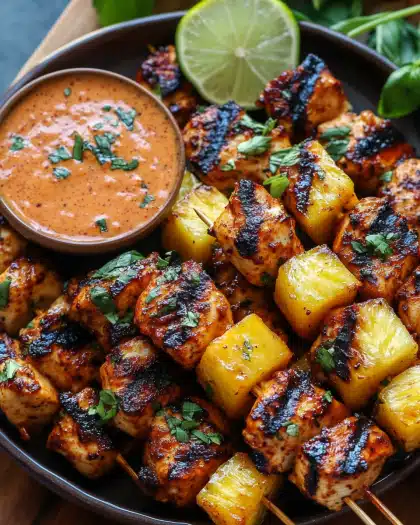 Grilled Chipotle Chicken and Pineapple Skewers with Bang Bang Sauce: A Flavor Explosion for Your Summer Grill