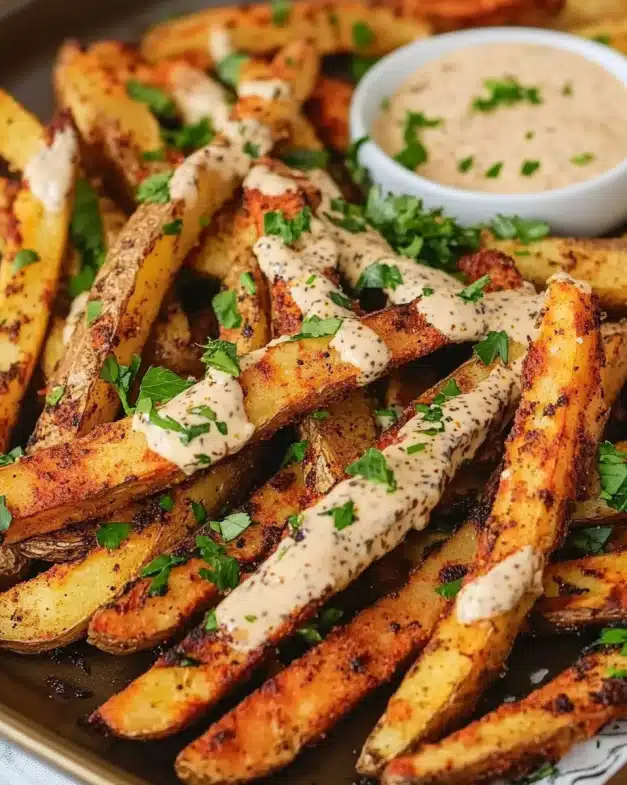 Crispy Middle Eastern-Spiced Fries with Creamy Tahini Sauce