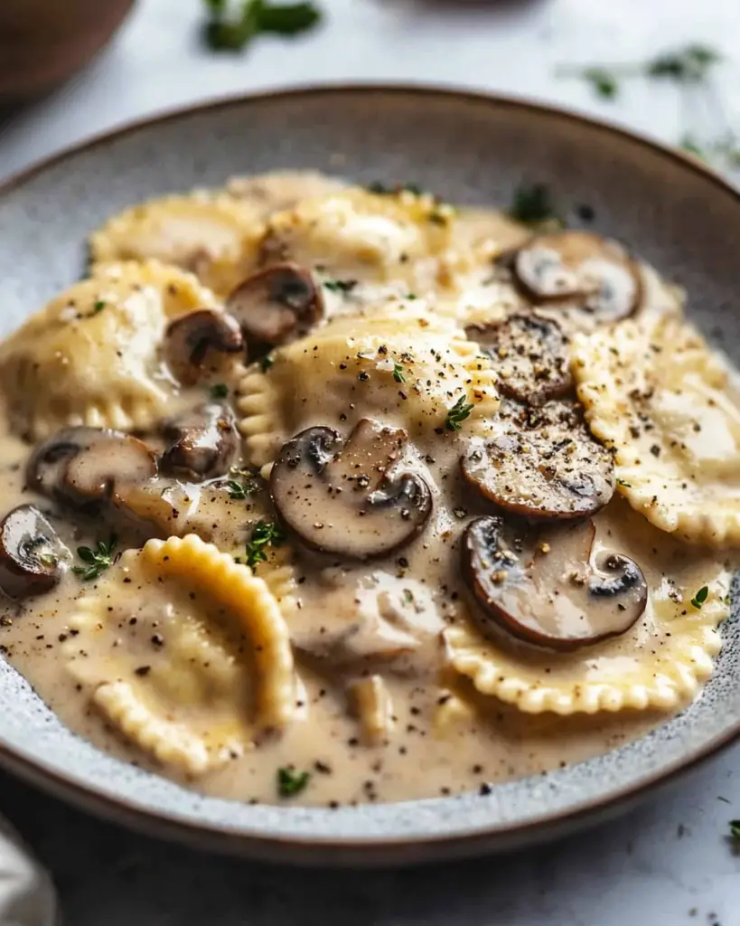 Savory Mushroom Ravioli in a Creamy Herb Sauce: A Comforting Recipe You’ll Love