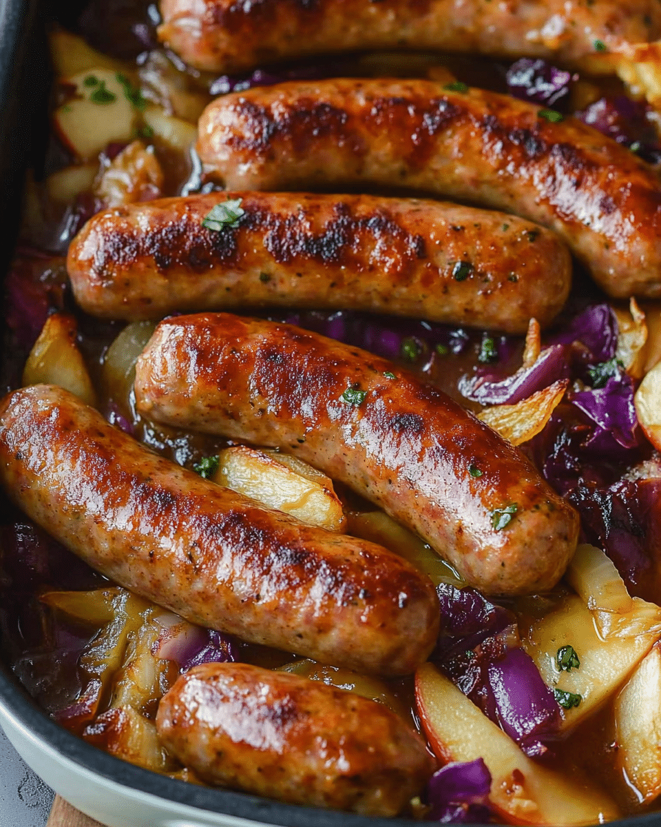 Baked Chicken Sausage with Apples, Cabbage, and Onions: A Hearty and Flavorful One-Pan Meal