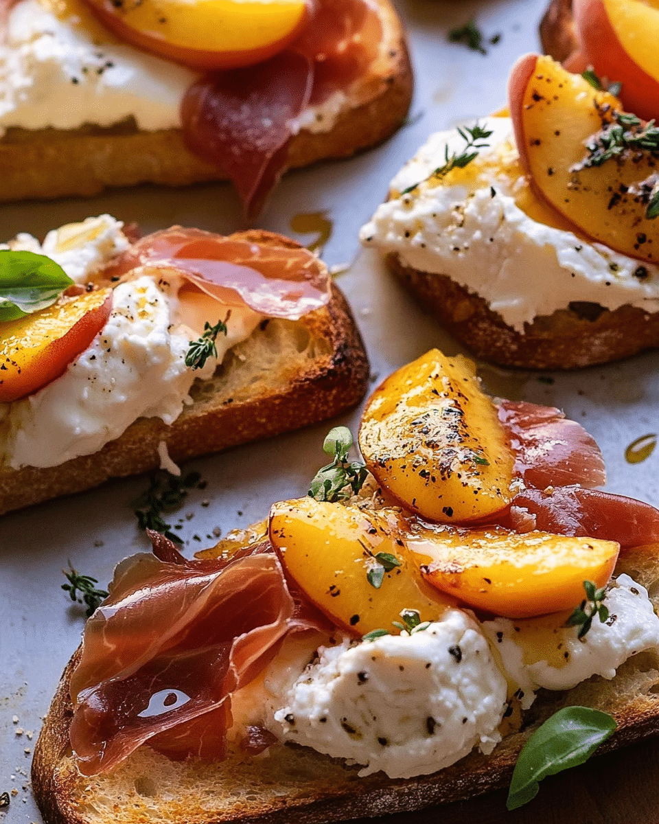 Cheesy Burrata Crostini with Prosciutto and Peaches: The Ultimate Summer Bite