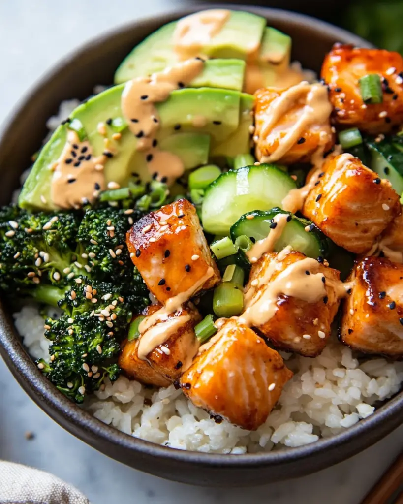 Zesty Salmon Power Bowls with Spicy Bang Bang Sauce: A Flavorful, Nutritious Meal You’ll Love