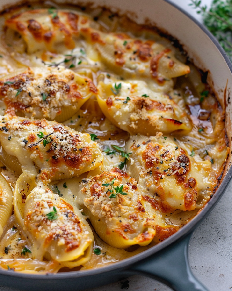 French Onion Stuffed Pasta Shells – A Comforting Twist on a Classic Favorite