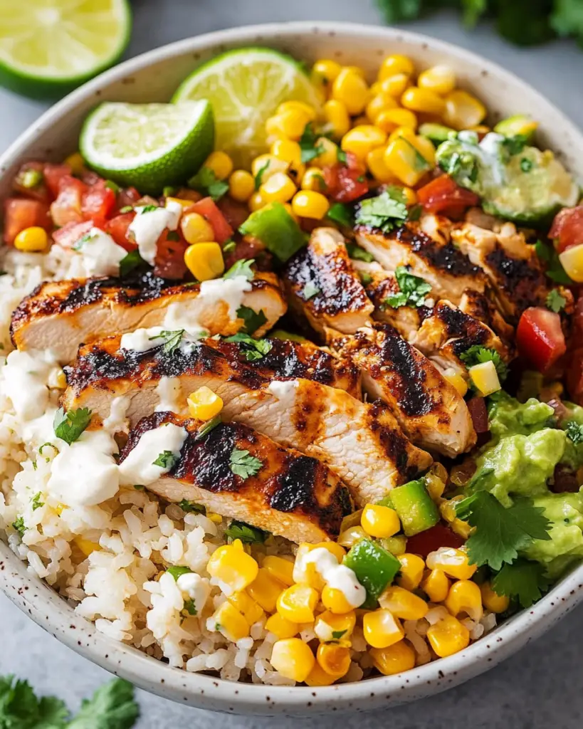 Grilled Chicken and Mexican Street Corn Salad Rice Bowl – A Flavorful and Refreshing Meal
