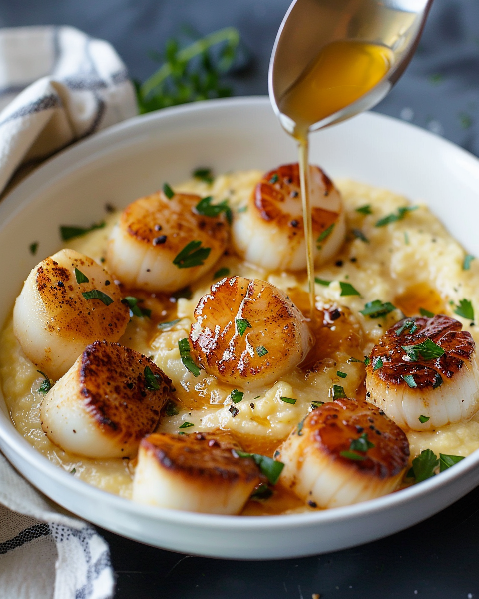 Golden Scallops Atop Silky Parmesan Polenta: A Luxurious Yet Easy Gourmet Dinner