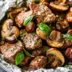 Savory Steak & Mushroom Foil Packets with Garlic and Herbs