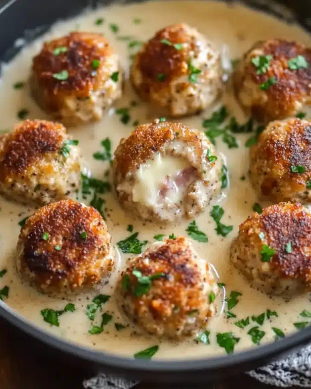 Creamy Dijon Chicken Meatballs with Melty Swiss Center — A Comfort Food Classic with a Gourmet Twist