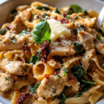 Creamy Sun-Dried Tomato Chicken Pasta with Spinach and Basil: Your New Go-To One-Pot Dinner