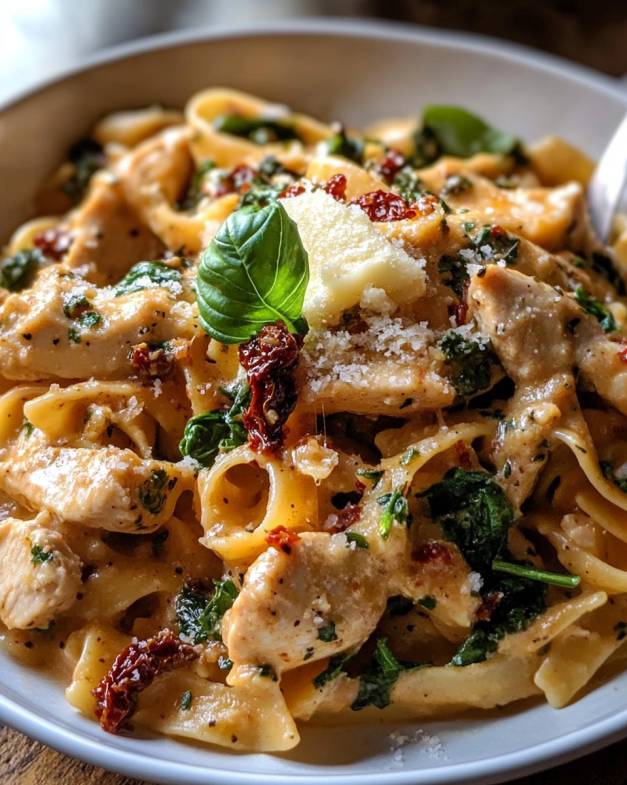Creamy Sun-Dried Tomato Chicken Pasta with Spinach and Basil: Your New Go-To One-Pot Dinner