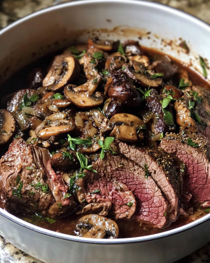 Tender Herb-Crusted Chuck Roast with Mushrooms — A Hearty, Comforting Classic
