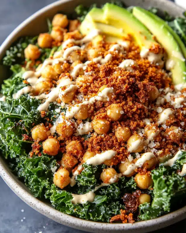 Crispy Chickpea and Kale Salad with Parmesan Tahini Dressing: A Flavor-Packed Vegetarian Delight
