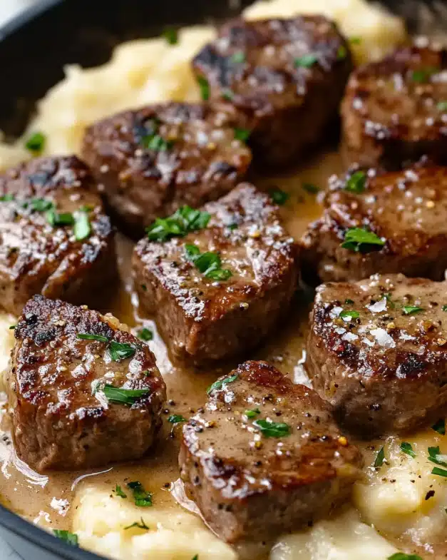 Garlic Butter Steak Bites in Creamy Parmesan Sauce – Quick & Savory Dinner Idea