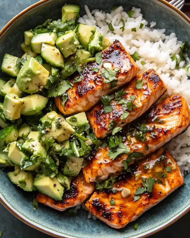 Chipotle Glazed Salmon Bowl with Avocado Feta Salad: Your Ultimate Flavor-Packed, Healthy Meal Solution
