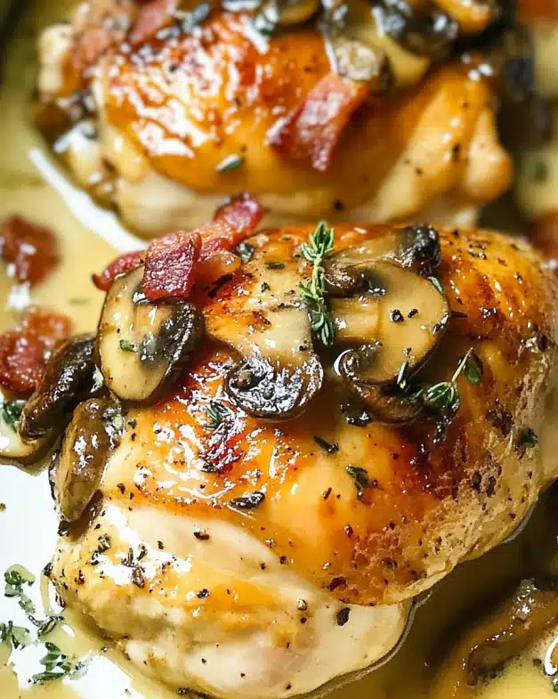 Savory Baked Chicken Thighs with Mushroom Bacon Sauce: Your Next Comfort Food Favorite