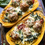 Spaghetti Squash with Chicken Meatballs, Spinach, and Provolone: Your New Favorite Low-Carb Comfort Meal