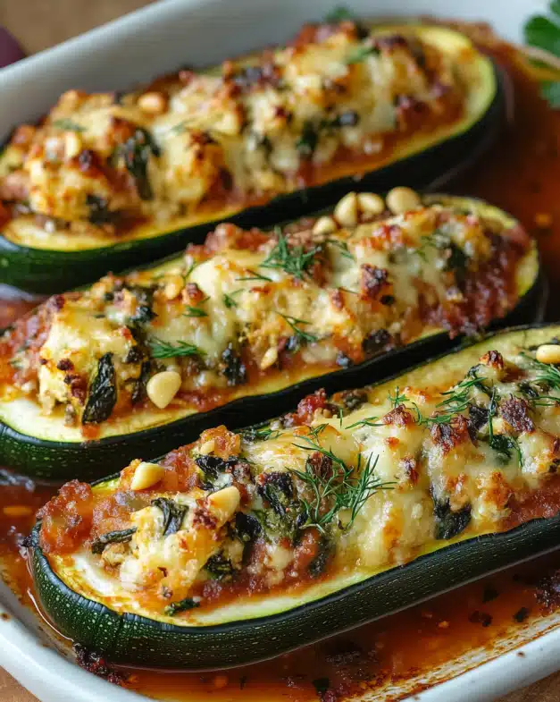 Stuffed Zucchini Boats with Homemade Tomato Sauce: A Flavor-Packed, Healthy Dinner You’ll Love