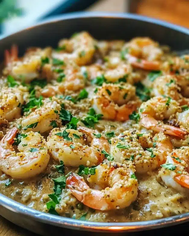 Shrimp in Almond & Garlic Sauce with Crispy Bread Crumbs: A Flavorful Seafood Delight