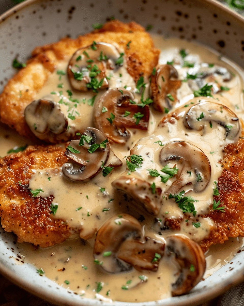 Golden Crispy Chicken with Parmesan Mushroom Sauce: Your New Favorite Comfort Meal