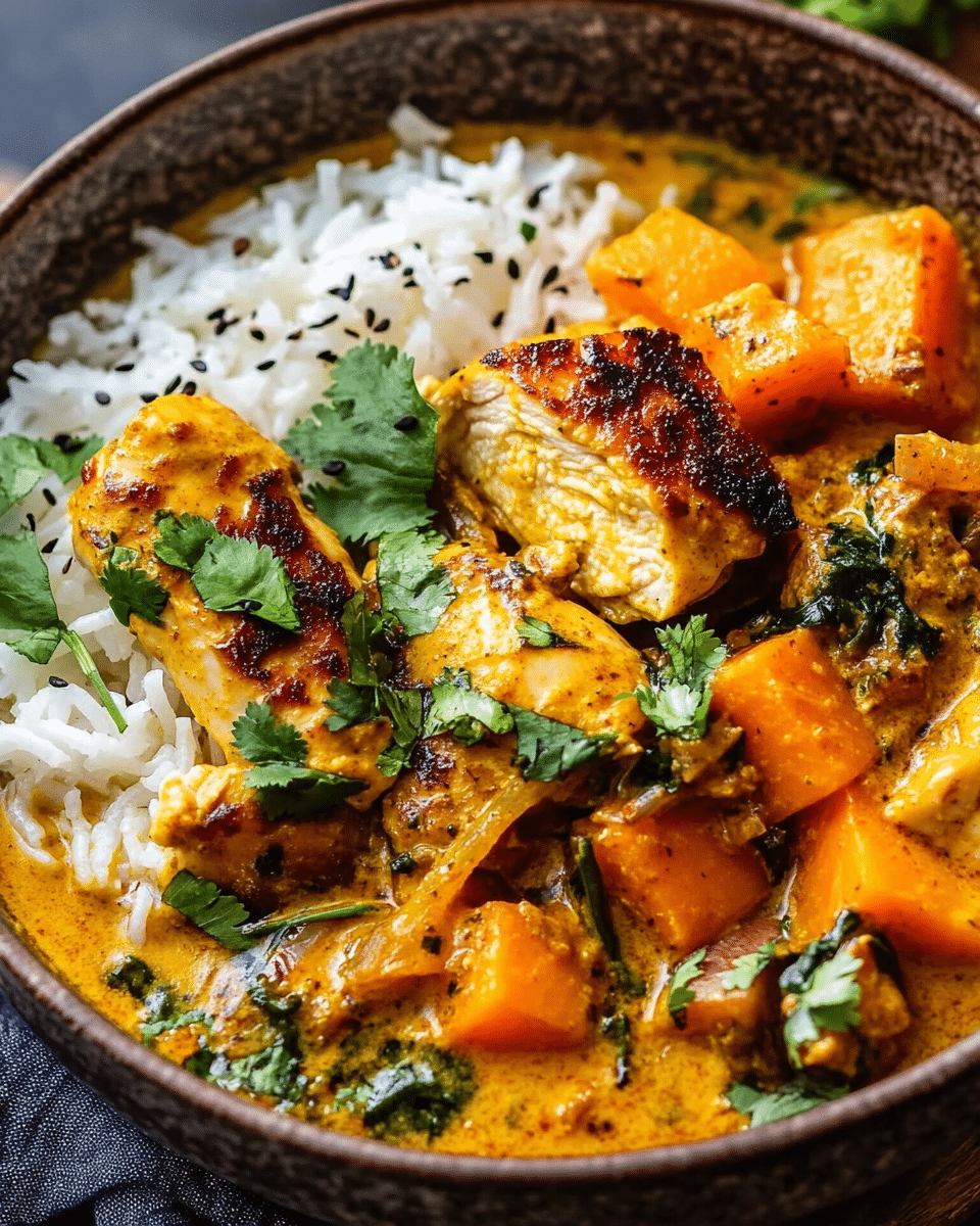 Coconut Turmeric Chicken with Sweet Potatoes and Crispy Shallot Oil: A Flavorful Comfort Dish You’ll Love