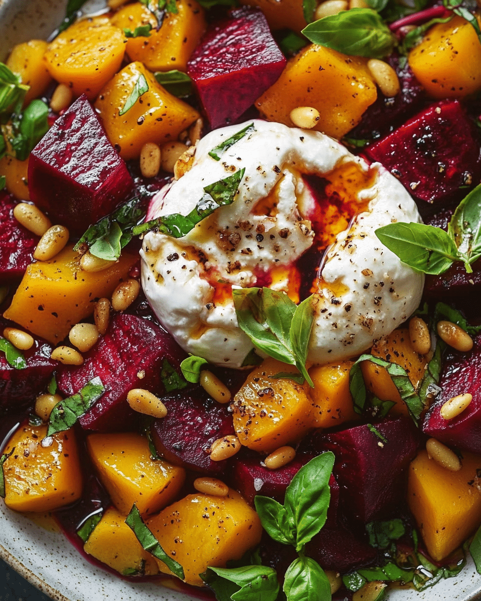 Colorful Beet & Burrata Salad with Balsamic Dressing