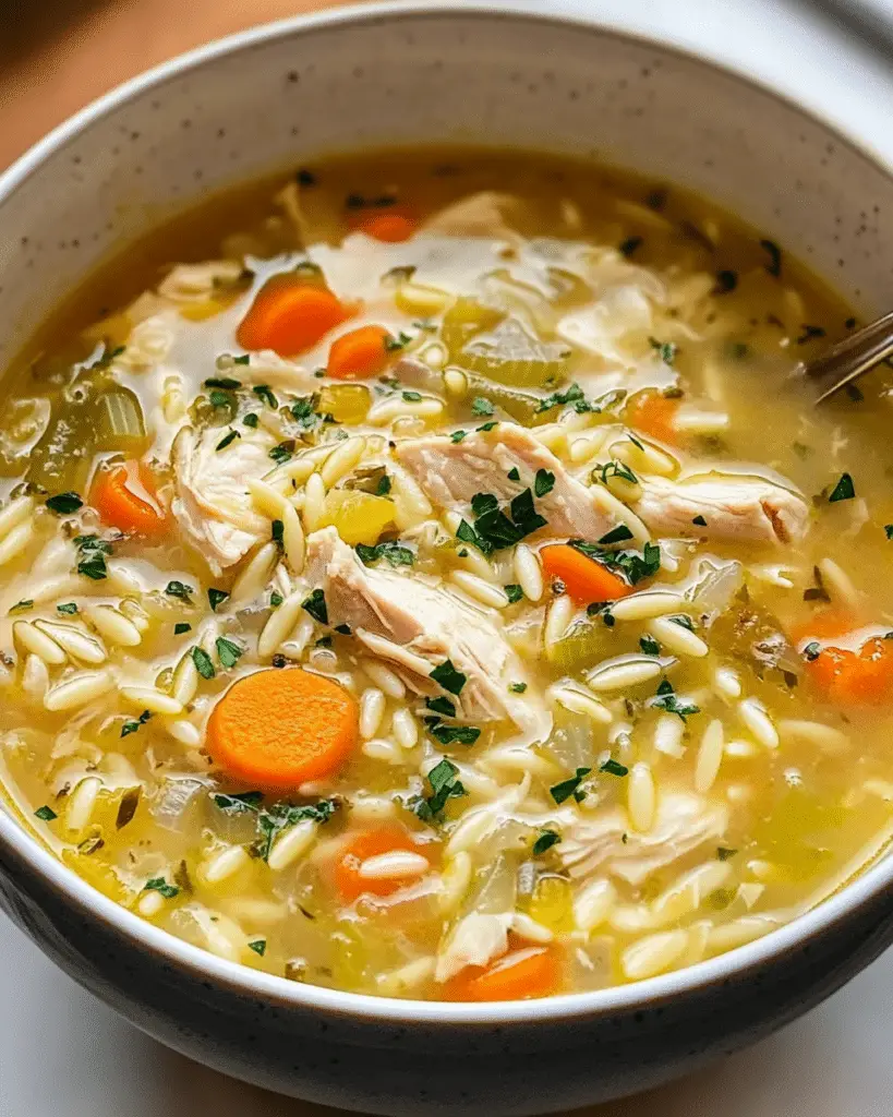 Cozy Lemon Chicken Orzo Soup with Fresh Herbs